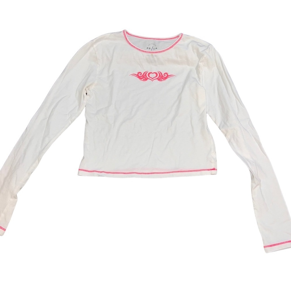 Juniors Y2K Graphic Heart Long Sleeve Top MEDIUM